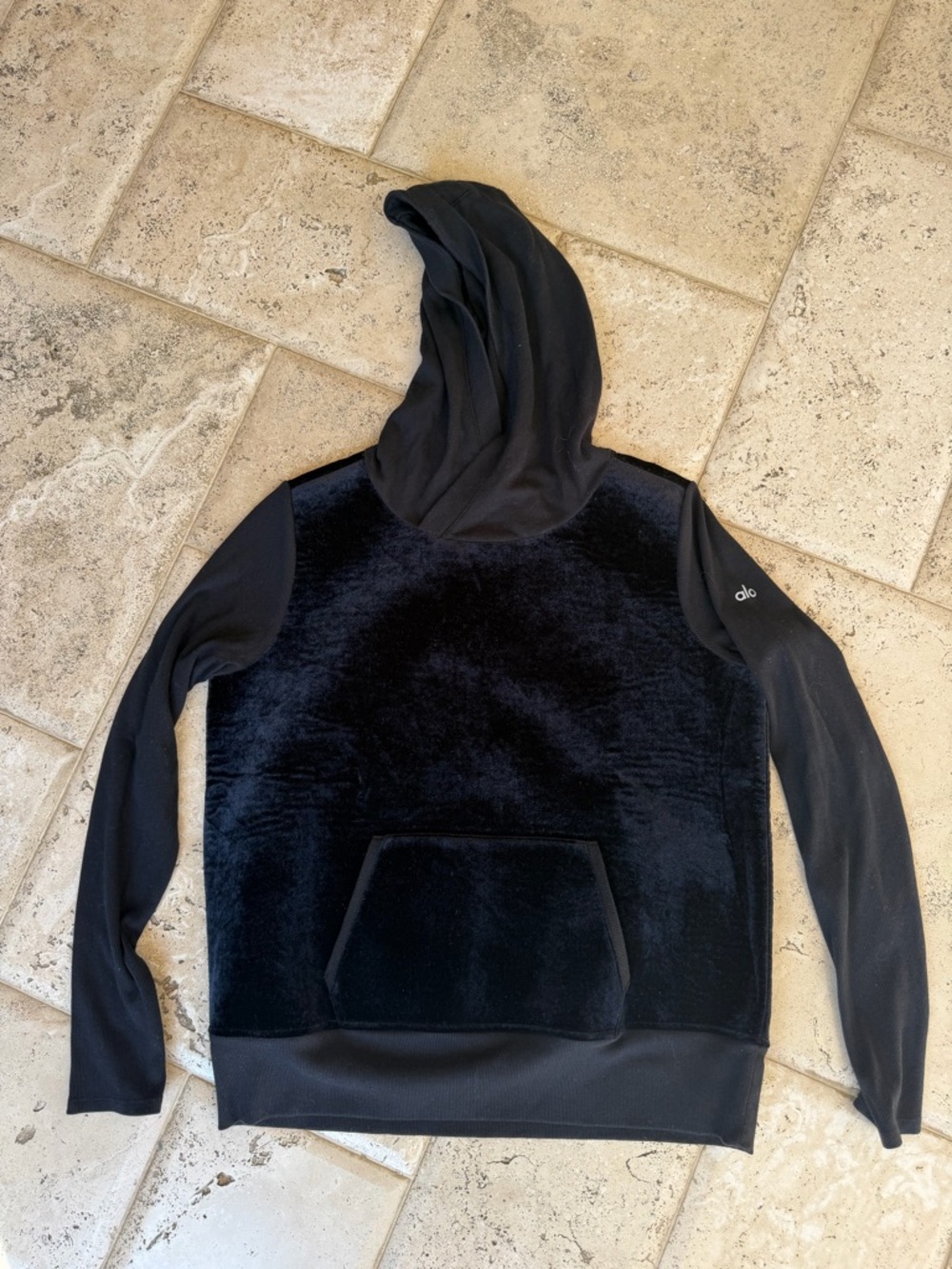 ALO Yoga Black Plush Hoodie Sweatshirt
